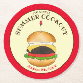 Cheeseburger hamburger burger picknick barbecue BB Ronde Kartonnen Onderzetter (Voorkant)