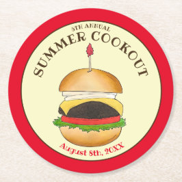 Cheeseburger hamburger burger picknick barbecue BB Ronde Kartonnen Onderzetter