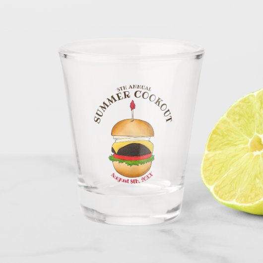 Cheeseburger hamburger burger picknick barbecue BB Shot Glas (Voorkant)