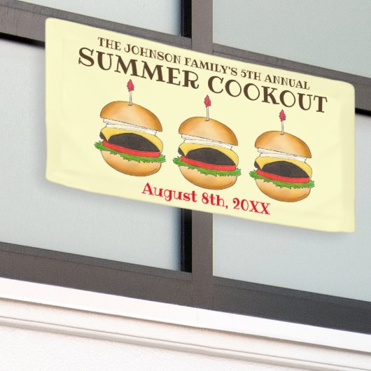 Cheeseburger hamburger burger picknick barbecue BB Spandoek (Buitenkant Gebouw)