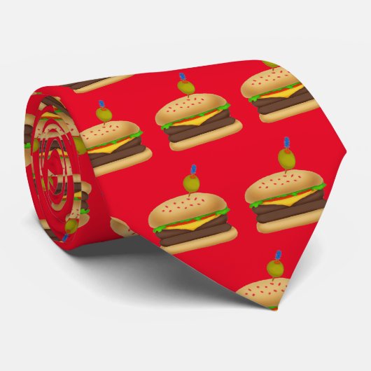 Cheeseburger/Hamburger Foodie Stropdas (Opgerold)