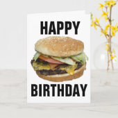 CHEESEBURGER HAPPY BIRTHDAY WENSKAARTEN KAART (Gele Bloem)