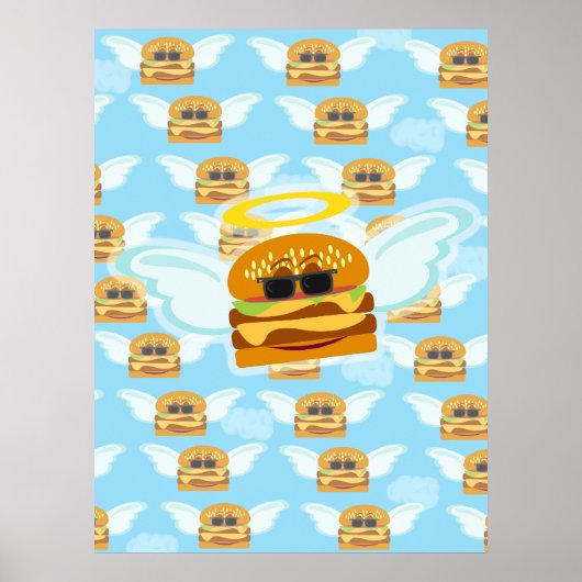 Cheeseburger Heaven Fun Flying Food Art Poster (Voorkant)