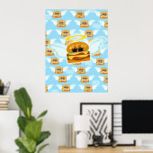 Cheeseburger Heaven Fun Flying Food Art Poster (Thuiskantoor)
