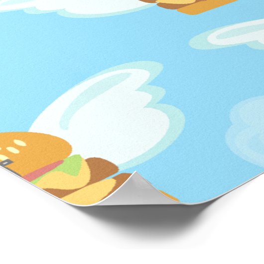 Cheeseburger Heaven Fun Flying Food Art Poster (Hoek)