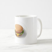 Cheeseburger in een witte cirkel koffiemok (Voorkant rechts)