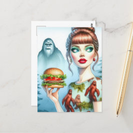 Cheeseburger in het bos met Sasquatch Briefkaart
