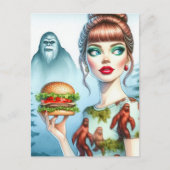 Cheeseburger in het bos met Sasquatch Briefkaart (Voorkant)