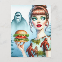 Cheeseburger in het bos met Sasquatch Briefkaart