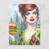 Cheeseburger in het bos op zoek naar Sasquatch Briefkaart (Voorkant)