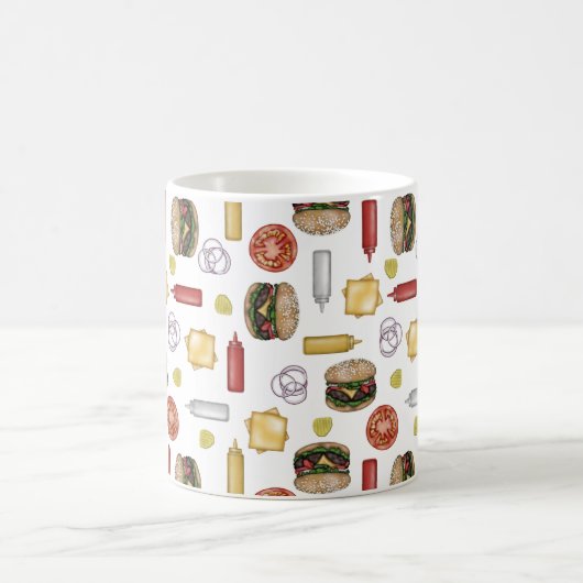 Cheeseburger Ingrediënten - Witte koffie Mok (Center)
