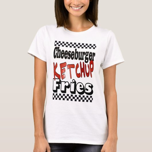 Cheeseburger Ketchup Fries T-shirt (Voorkant)