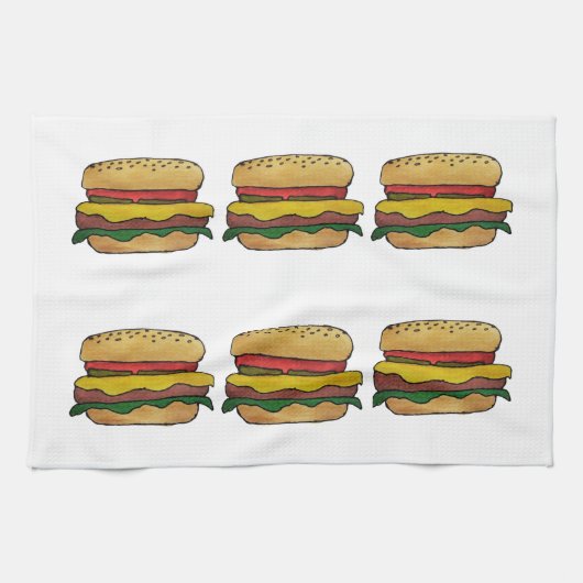 Cheeseburger Kitchen Towel Theedoek (Horizontaal)