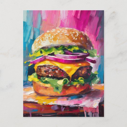 Cheeseburger Kleurrijke Moderne Abstracte Kunst Briefkaart (Voorkant)