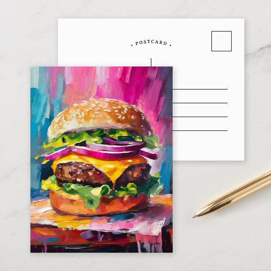 Cheeseburger Kleurrijke Moderne Abstracte Kunst Briefkaart