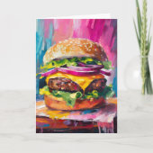 Cheeseburger Kleurrijke Moderne Abstracte Kunst Kaart (Voorkant)