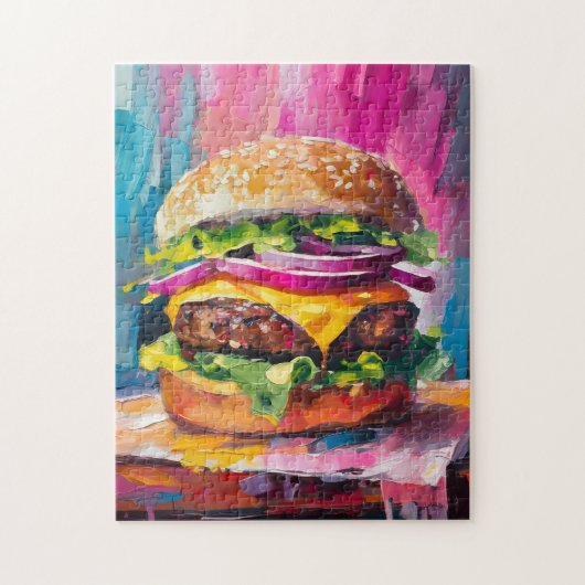 Cheeseburger Kleurrijke Moderne Abstracte Kunst Legpuzzel (Verticaal)