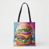 Cheeseburger Kleurrijke Moderne Abstracte Kunst Tote Bag (Voorkant)