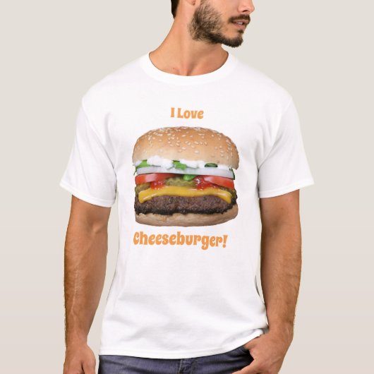 Cheeseburger Mannen Basic T-Shirt (Voorkant)