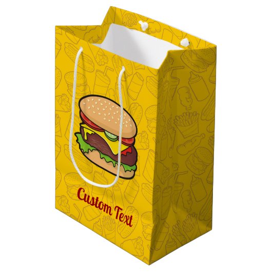 Cheeseburger Medium Gift Bag Medium Cadeauzakje (Voorkant Gekanteld)