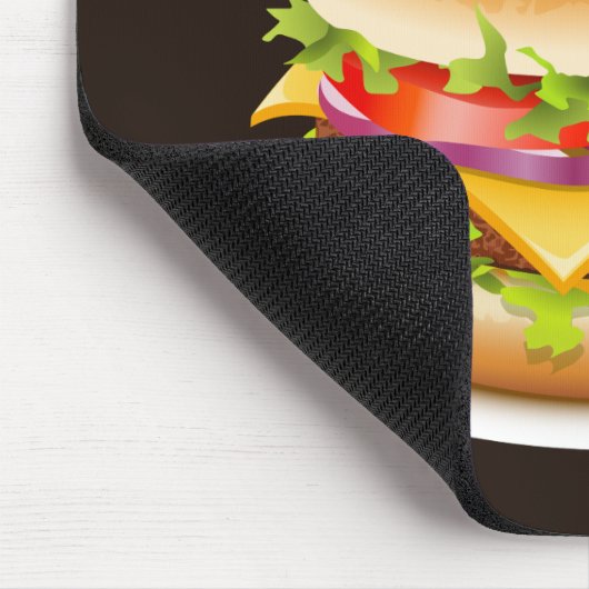 Cheeseburger met Chili Sauce Dark Mousepad Muismat (Hoek)