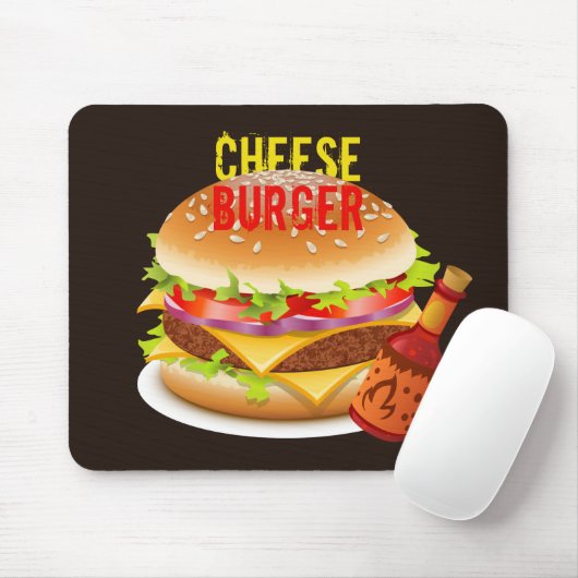 Cheeseburger met Chili Sauce Dark Mousepad Muismat (Met muis)
