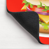 Cheeseburger met Chili Sauce Red Mousepad Muismat (Hoek)