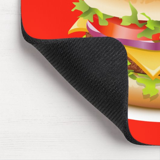 Cheeseburger met Chili Sauce Red Mousepad Muismat (Hoek)