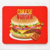 Cheeseburger met Chili Sauce Red Mousepad Muismat (Voorkant)