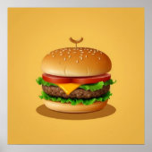 Cheeseburger met gele achtergrond poster (Voorkant)