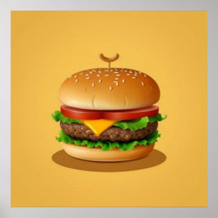 Cheeseburger met gele achtergrond poster