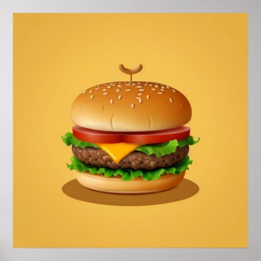 Cheeseburger met gele achtergrond poster (Voorkant)