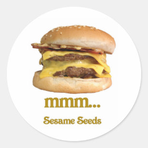 Cheeseburger - mmm...sesamzaad ronde sticker