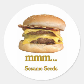 Cheeseburger - mmm...sesamzaad ronde sticker