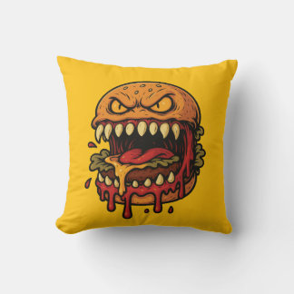 Cheeseburger Monster yellow Kussen