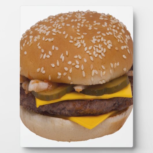 Cheeseburger op sesamzaad bun fotoplaat (Voorkant)