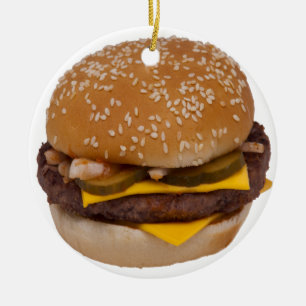 Cheeseburger op sesamzaad bun keramisch ornament