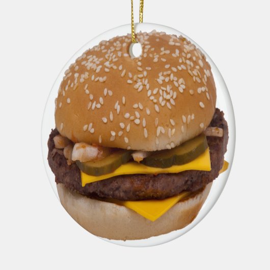 Cheeseburger op sesamzaad bun keramisch ornament (Links)