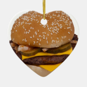 Cheeseburger op sesamzaad bun keramisch ornament