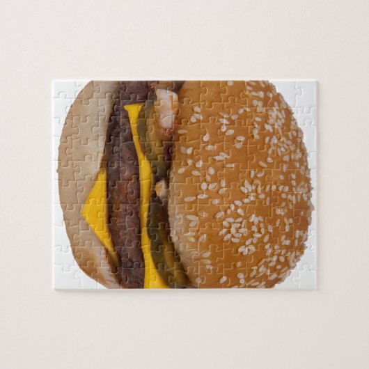 Cheeseburger op sesamzaad bun legpuzzel (Horizontaal)