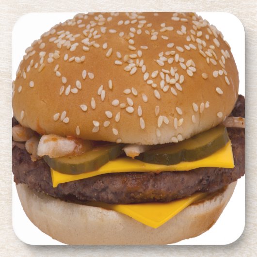 Cheeseburger op sesamzaad bun onderzetter (Voorkant)