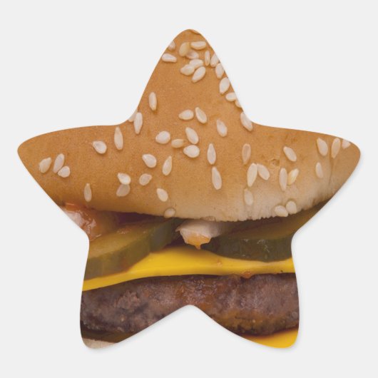 Cheeseburger op sesamzaad bun ster sticker (Voorkant)