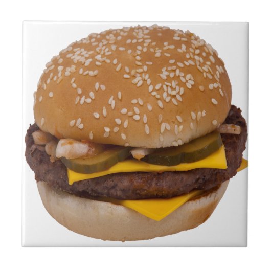 Cheeseburger op sesamzaad bun tegeltje (Voorkant)