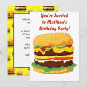 Cheeseburger Party Invitation Invitation Kaart (Voorkant / Achterkant)