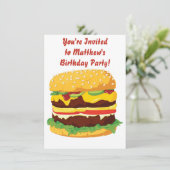 Cheeseburger Party Invitation Invitation Kaart (Staand voorkant)