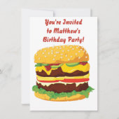 Cheeseburger Party Invitation Invitation Kaart (Voorkant)