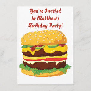 Cheeseburger Party Invitation Invitation Kaart