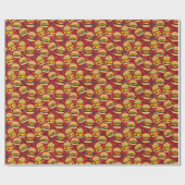 Cheeseburger Pattern Red Cadeaupapier (Vlak)