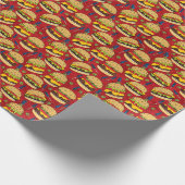 Cheeseburger Pattern Red Cadeaupapier (Hoek)