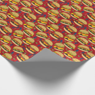 Cheeseburger Pattern Red Cadeaupapier